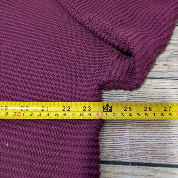 Hooded Pullover Ribbed Sweater Fringe Trimmed V-Neck Hoodie Cotton Blend Tunic - Picture 7 of 16